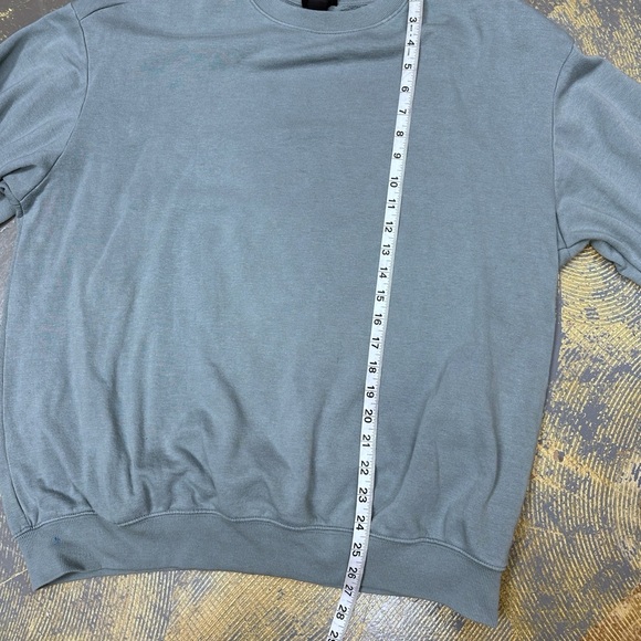 H&M Pullover Crew Neck Sweater Cotton Medium Sage Green Teal - Picture 4 of 6